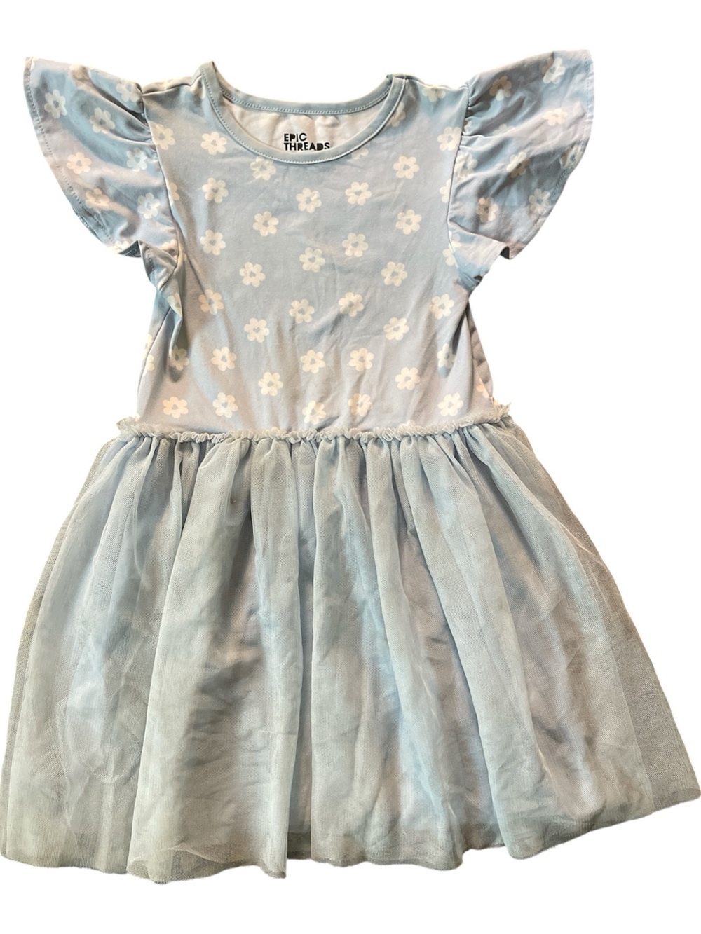 Epic Threads Light Blue Floral Tulle Dress for Girls